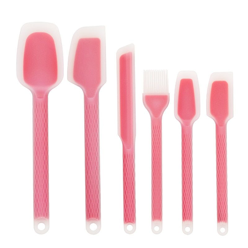 6 Pcs Kitchen Utensils Set Kitchenware Spatula Spoon Scraper Brush Tools Silicone Baking Cooking Cake Accessories