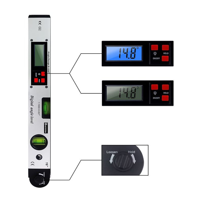 Medidor de nivel de ángulo Digital de 0-225 grados, transportador electrónico de 400mm y 16 pulgadas, envío gratis