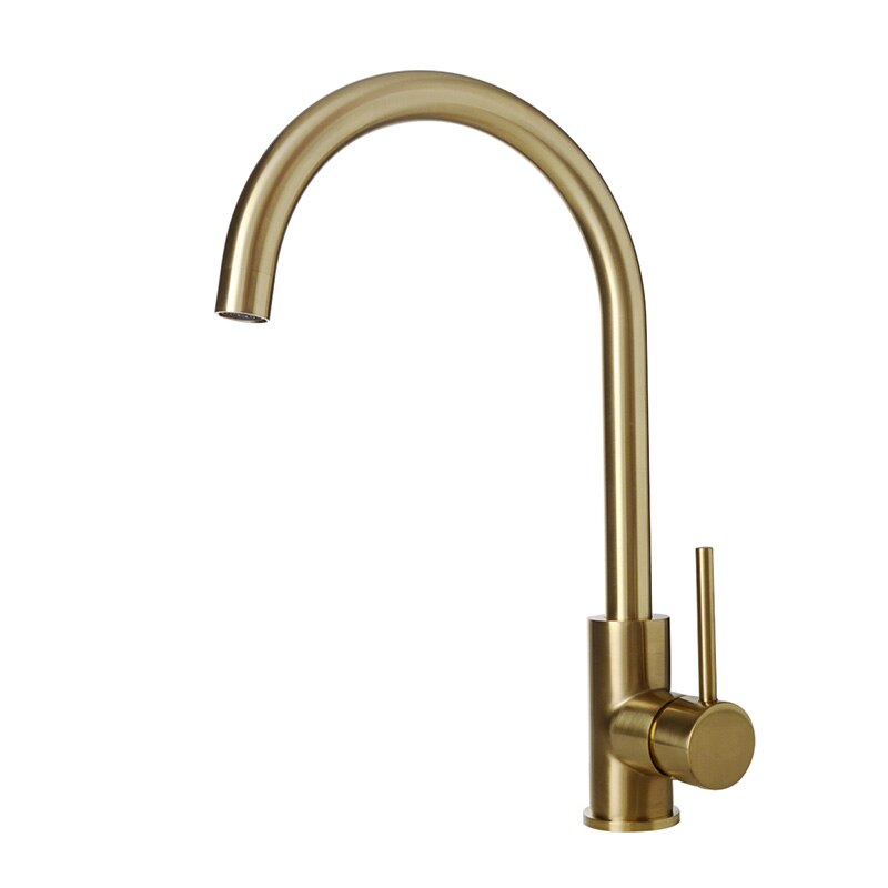 Kitchen Water Tap Brushed Gold & Black Kitchen Faucet Single Handle Rotation Classical Sink Water Mixer