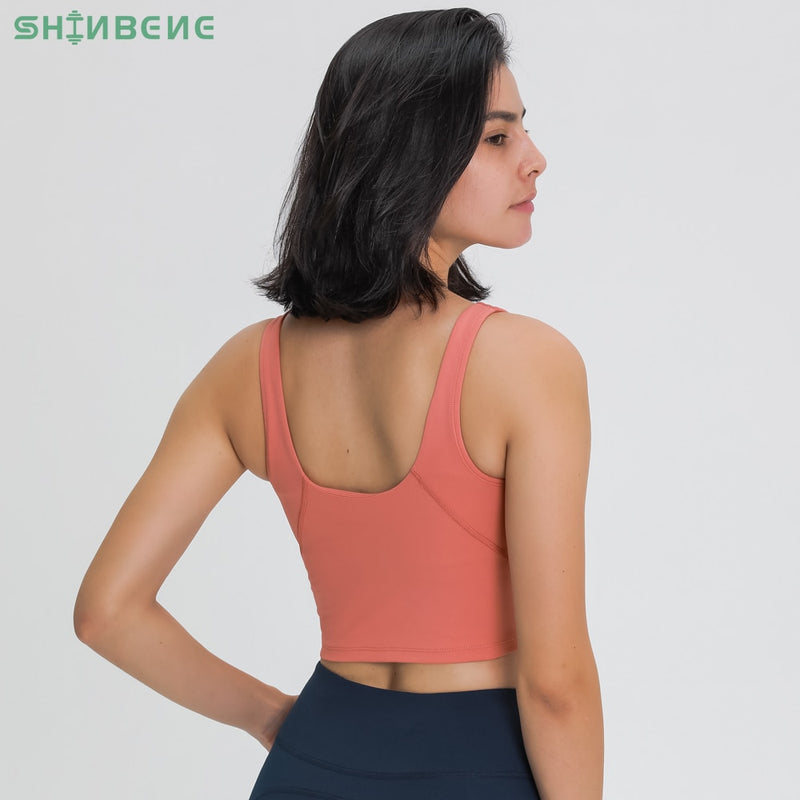 SHINBENE EVERYDAY Cozy Soft Workout Gym Yoga Crop Top Mujeres Naked Feel Padded Athletic Running Fitness Sport Bras Tops