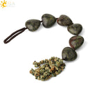 CSJA Herzform Naturstein Auto Hängende Chakra Chip Perle Heilung Kristall Handgefertigte Webart Glücksverzierung Fensterwanddekoration G541