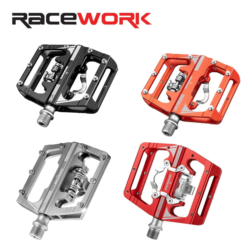 RACEWORK Mtb Pedals for Bicycle Clip Automatic Pedals Platform Mountain Bike Mixed Footrest Double Function Power Meter Pedalen