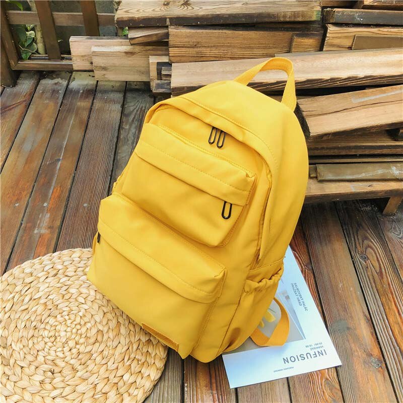 Large Capacity Waterproof Nylon Women Backpack Female Multi Bag Pure Color Travel Backpack Schoolbag for Teenage Girls New