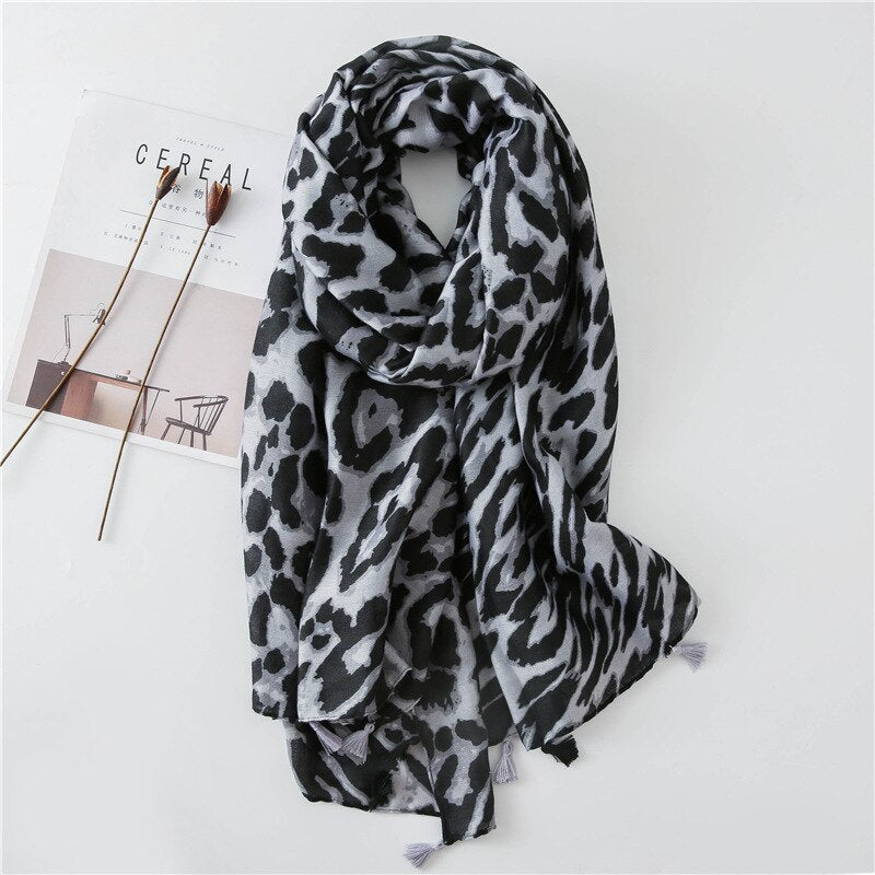 2021 Fashion Women Gradient Leopard Print Scarf Soft Pretty Big 180*100cm Leopard Stole Thin Warm Large Shawls cachecol Wraps