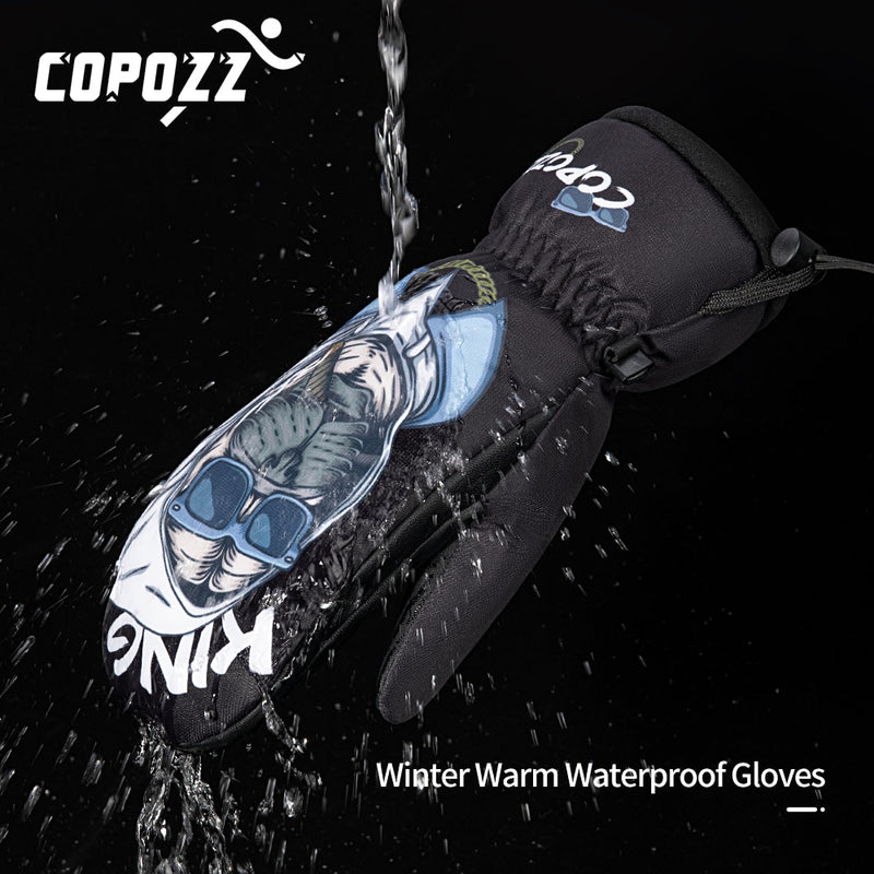 COPOZZ -30℃ Thicken Adult Teen Professional Snowboarding Ski Gloves Windproof Winter Warm Thermal Snow Mittens Skiing Snowmobile