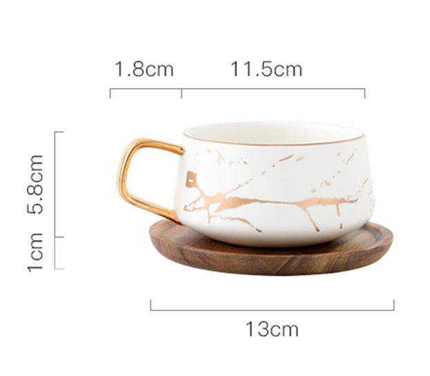 Tazas de café de cerámica de mármol nórdico de lujo, tazas de café condensadas, café, té, desayuno, tazas de leche, juego de platillo con plato, cuchara, juego Ins