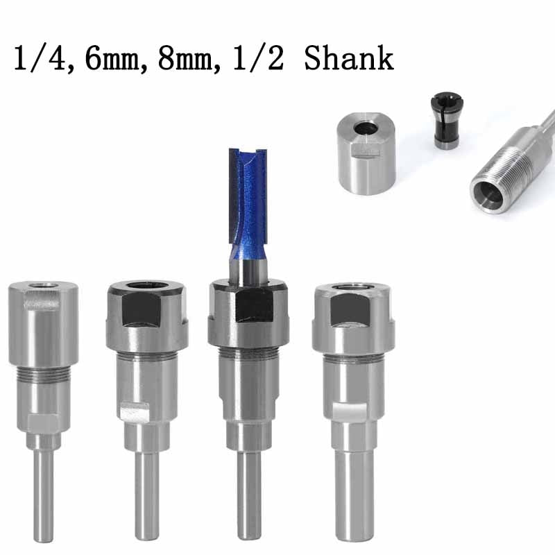 1/4 "8mm 12mm 1/2" Shank Router Bit Extension Rod Converter Collet Engraving Machine Accessories For Wood Milling Cutter