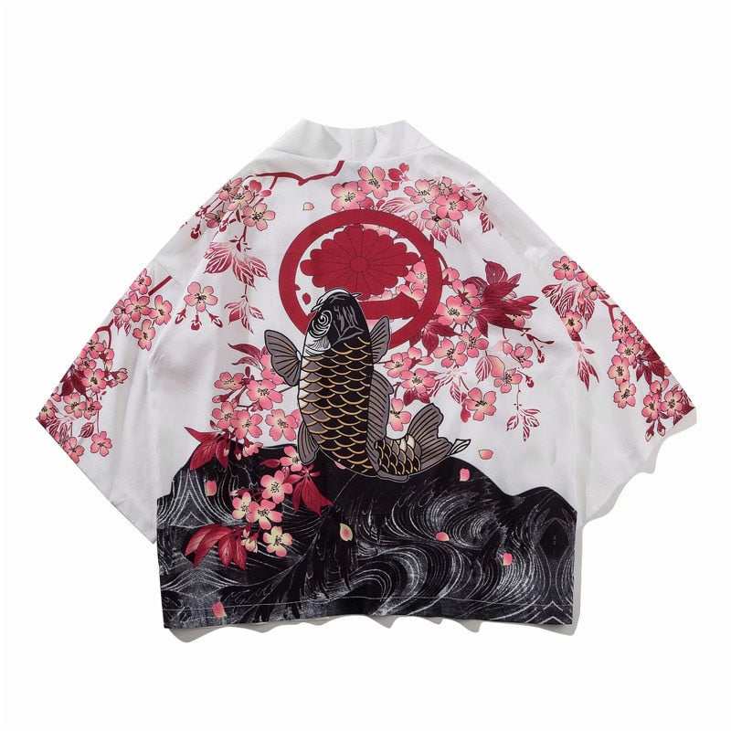Bebovizi Japanischer Stil Kran Koi Kimono Tokyo Streetwear Haori Männer Frauen Strickjacke Japan Mädchen Robe Chinesischer Drache Anime Kleidung