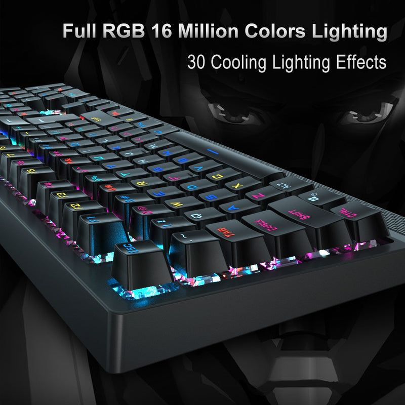 AULA RGB Gaming Mechanical Keyboard Blue Black Switch Wired Backlit Keyboard 104 Keys Anti-ghosting for Laptop Desktop PC Gamer