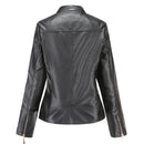 2022 Lederjacke Frauen Reißverschlüsse Frühling Herbst Frauen PU Lederjacke Stehkragen Rot Motor Biker Mantel Weiblich Übergroß