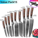 Cuchillo de cocina 1-9 Uds cuchillos de Chef 7CR17 440C acero inoxidable de alto carbono Damasco dibujo Gyuto Cleaver Set rebanador cuchillo Santoku