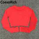 Conjunto de Yoga para mujer, ropa de gimnasio, traje deportivo, Top corto de manga larga calado sin costuras, mallas de entrenamiento de cintura alta, ropa deportiva