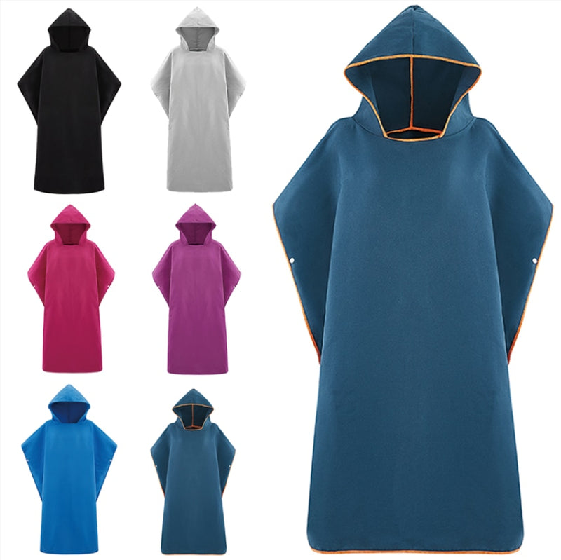 Traje de neopreno de secado rápido de microfibra Toalla de poncho de cambio de bata con capucha para nadar, playa, peso ligero, poncho de surf en la playa