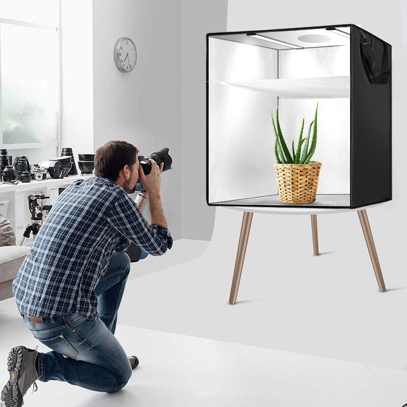 40/50/60 cm Fotografie LED Studio Lightbox Fotolicht Zelt Kit Tabletop Shooting SoftBox mit 3 Farben Hintergrund Fotobox