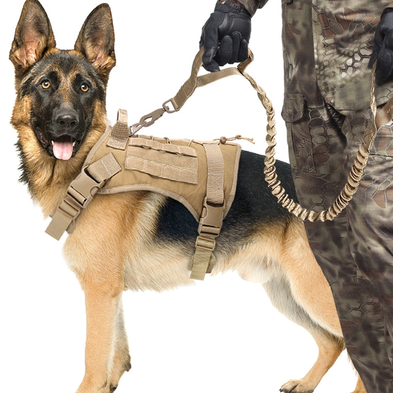 Chaleco de arnés táctico para perros, ropa de trabajo militar para perros, conjunto de correa y arnés, chaleco para perros Molle para perros medianos y grandes, pastor alemán
