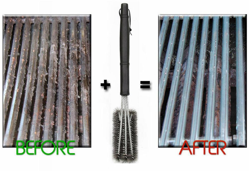 18 inch Grill Cleaning Brush BBQ Tool Grill Brush 3 Stainless Steel Brushes In 1 Cleanin Bbq Accessories Best Cleaner Barbecue