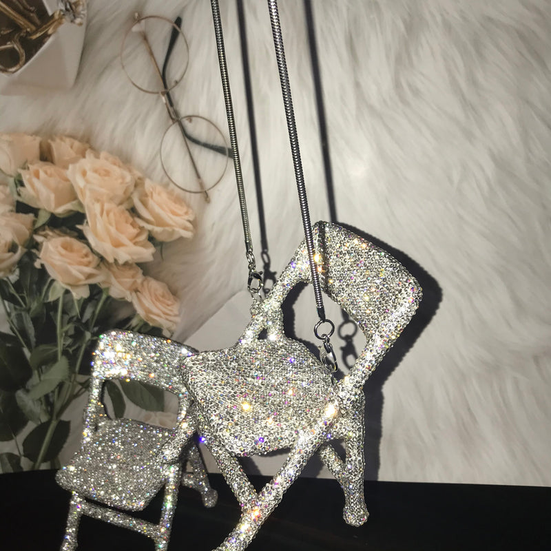 Bling Mini Chair Super süßer handgefertigter Strass Messenger Klappstuhl für persönliche Dekoration Schreibtischdekoration Wohnaccessoires