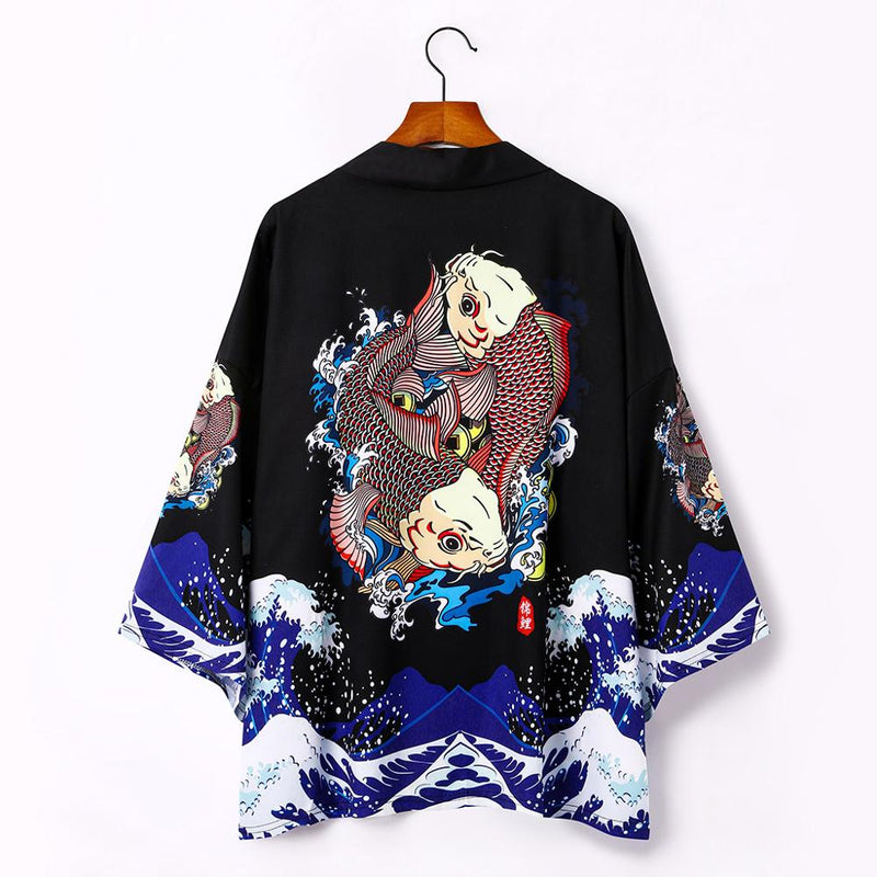 Japanische Kimono-Strickjacke Herren Sommer New Haori Samurai Kimonos Karate Streetwear Shirt Kimono Japones Herren Haori Yukata