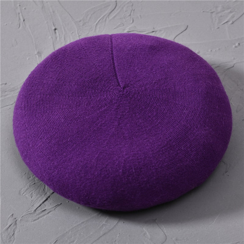 Women Beret Fashion Hat Winter Female Knitted Cotton Wool Hats Spring Brand Girls Wool Solid Color Beret