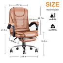 Office Swivel Chair Ergonomic Executive Game Chair Computer Chair w/Footrest High Back Adjustable Height&Angle Black/Cafe/Amber