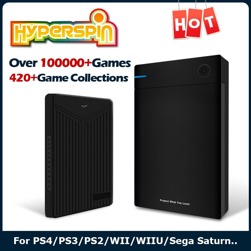 Hyperspin HDD With 100000+ Retro Games For PS4/PS3/PS2/Wii/Wiiu/SS/Game Cube/N64 Portable Game Hard Drive Disk For Win 7/8/10/11