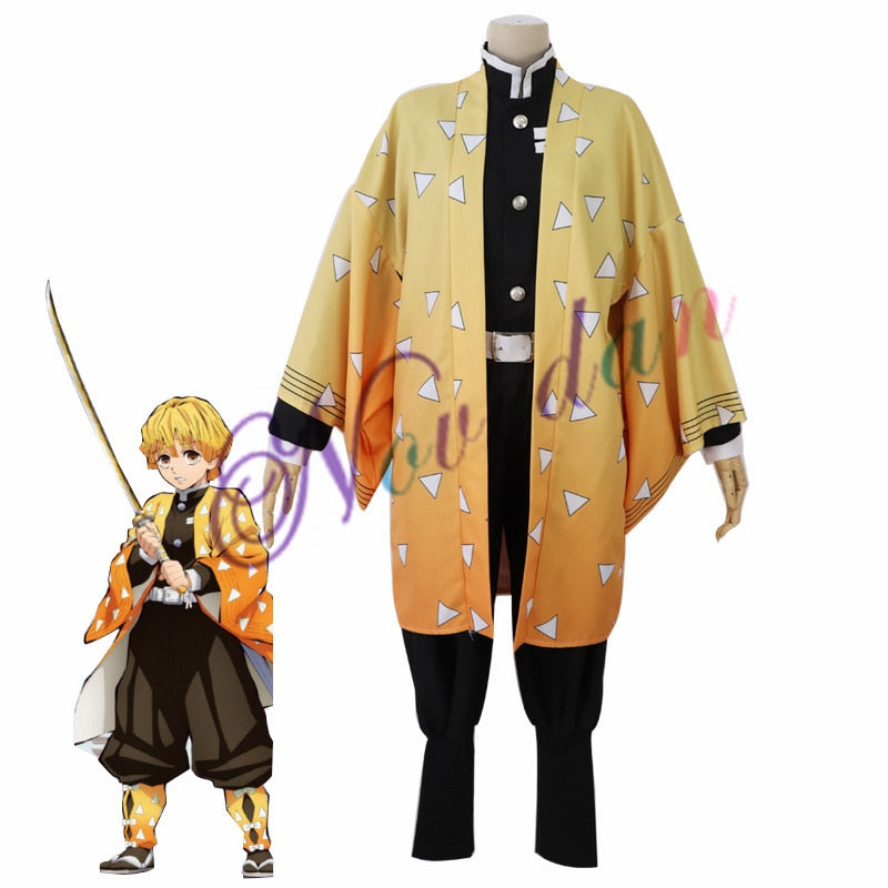 Disfraz de Anime Demon Slayer Cosplay Tanjirou Kamado Cosplay disfraz Kimetsu no Yaiba hombres Kimono disfraz de Halloween