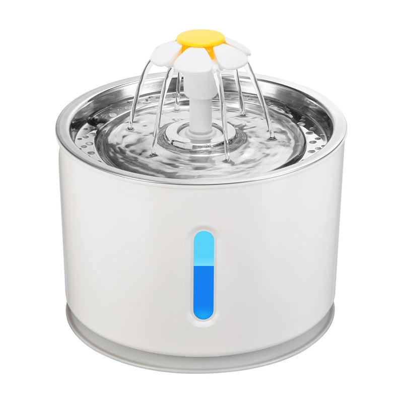 Fuente de agua automática para gatos de 2,4 l, alimentador de agua silencioso eléctrico LED, bebedero USB para perros y mascotas, dispensador de bebidas para perros y gatos