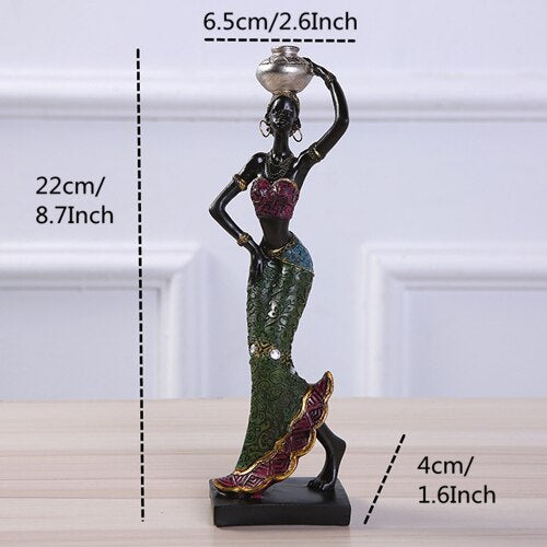 VILEAD, figuritas de belleza africana de estilo étnico de resina de 19cm y 22cm, adornos artesanales para decoración de interiores Vintage creativos, regalo para el hogar