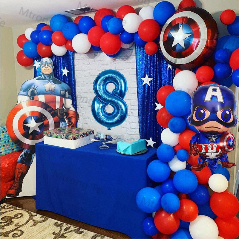 1 Juego de globos de superhéroe Capitán América decoraciones para fiesta de cumpleaños decoración de ducha de bebé niños fiesta personaje de dibujos animados Globos