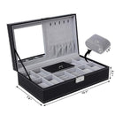 6/6 + 3/8 + 2 Gitter Aufbewahrung Uhrenbox 8/10/12 Gitter PU-Leder Uhrenhalter Organizer für Quarzuhr Schmuckschatullen Display Geschenk