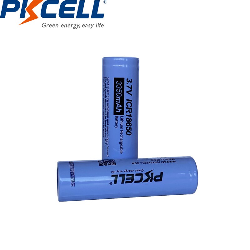 4PC PKCELL 18650 batería 3350mah 3,7 v ICR18650 batería de litio batería recargable de iones de litio para baterías de linterna