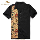 SISHION L-2XL Herrenhemd ST110 Kurzarm Schwarz Rot Rockabilly Baumwolle Lässige Bowlinghemden für Herren camisa masculina