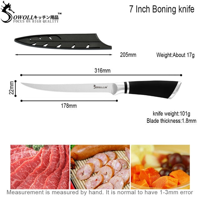 6 7 8 inch Boning Chef Knife Stainless Steel Kitchen Knife for Bone Meat Fish Fruit Vegetables Salmon Sushi Petty Raw Filleting