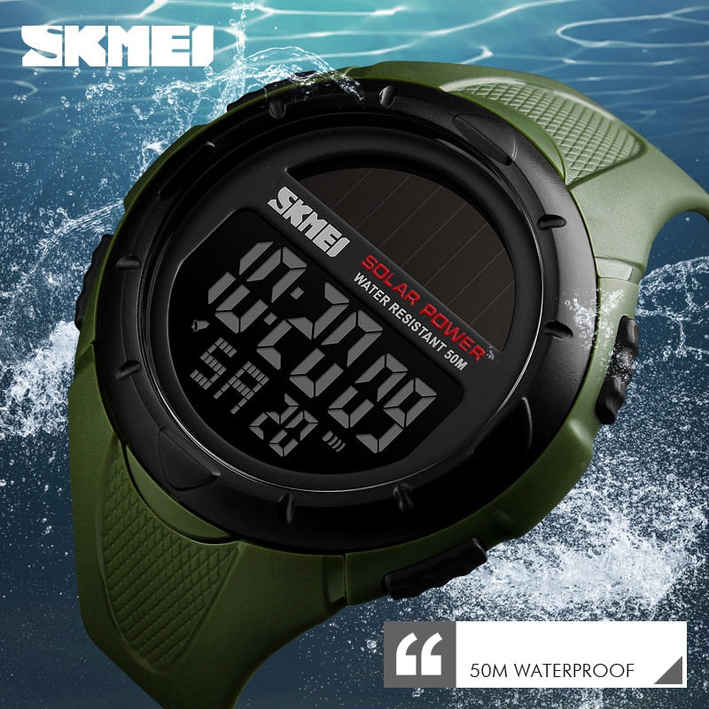 SKMEI Military Sport Watches Men Solar Power Outdoor Shock Digital Watch Chrono 50M Water Resistant Wristwatches reloj deportivo