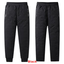 Winter Reißverschlusstaschen verdicken Fleece Jogginghose Herren Jogger Schwarz Grau Daunen Baumwolle Warme Hose Herren Wasserdichte Thermohose 7XL