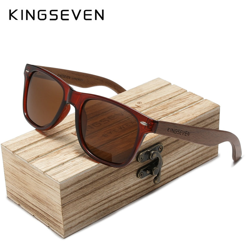 KINGSEVEN New Black Walnut Sunglasses Wood Polarized Sunglasses Men&