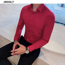 40kg-75kg Kleine asiatische Größe Fashion New Herrenhemd Korea Styles Langarm Slim Fit Gelb Grün Weiß Casual Social Shirts