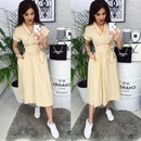 Office Lady Women Casual Sashes A-Line Dress Ladies Short Sleeve V-Neck Summer Dress 2022 Fashion Midi Party Dress Vestidos