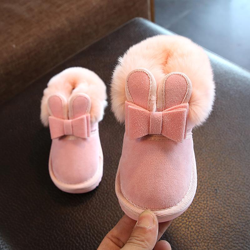 AINYFU Baby Girl Snow Boots Children Girl Boot Winter Warm Plush Rabbit Princess Shoes Kids Sneaker Lovely Soft Boots B194