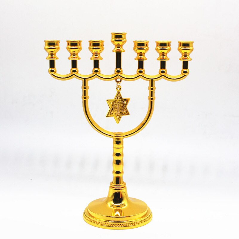 Crystal candle holder Big Menorah Candelabra Brass Gold holders 7 Branched Religious