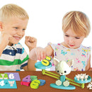 Montessori-Match-Match-Spielbrett-Spielzeug-Affe-Welpen-Balance-Skala-Zahl-Balance-Spiele Baby-Lernspielzeug-Tier-Action-Figuren