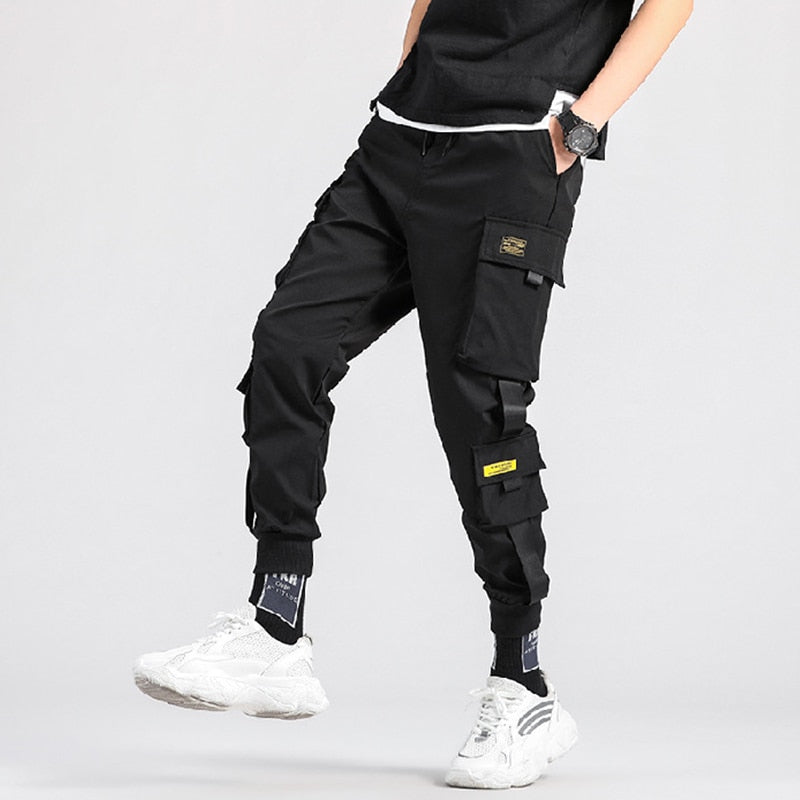 Pantalones Cargo negros para hombre, ropa informal estilo Hip Hop, pantalones bombachos para correr, pantalones de chándal Harajuku informales para hombre, novedad de verano 2021, pantalones para hombre