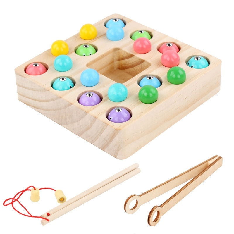 Juguetes de madera Montessori, tablero magnético para juegos de pesca, juguete educativo para edades tempranas para niños, regalos de aprendizaje cognitivos en forma de Color