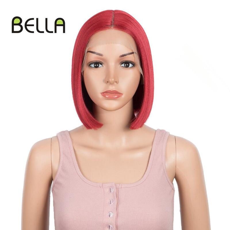 Bella Bob Perücke Synthetische Spitzeperücke Kurzer Blonder Bob Pink 613 Rote Zitrone Spitze Kurzes Haar 10-13 Zoll Perücken Für Frauen Lolita Cosplay