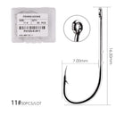 50 unids/caja anzuelo de pesca de vástago largo 1 #-10 # anzuelos de pescado de acero al carbono con púas afiladas Offset anzuelo de cebo angosto anzuelo