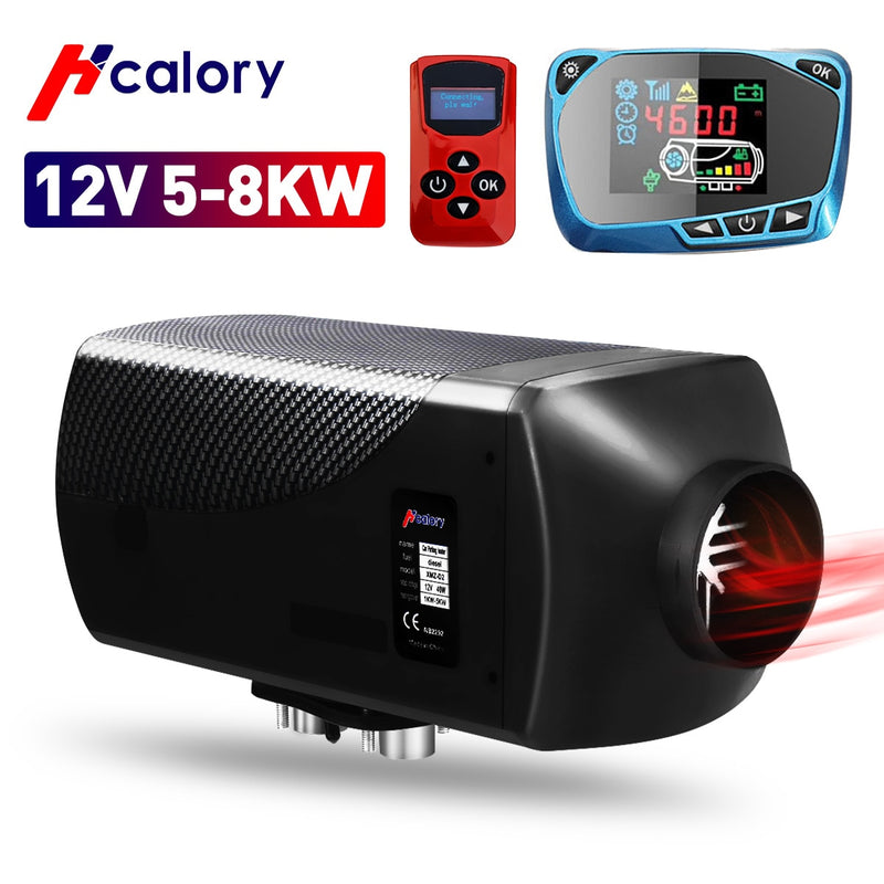 Calentador de aire diésel HCalory 5-8KW 12V calentador de coche gran interruptor calentador de estacionamiento equipado con control remoto para carretilla elevadora BUS