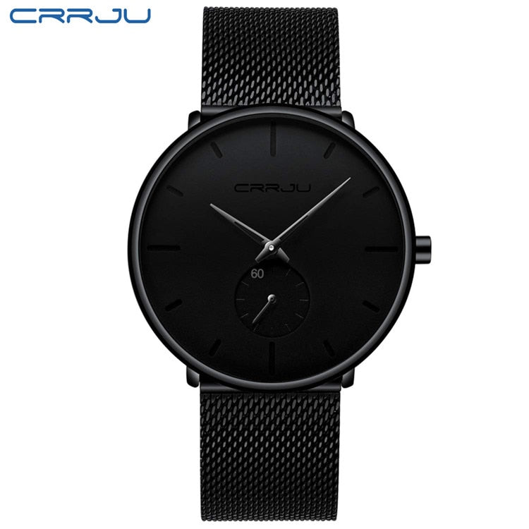 CRRJU Relojes para hombre Ultrafino Minimalista Impermeable - Reloj de pulsera de moda para hombre Vestido unisex con banda de malla de acero inoxidable