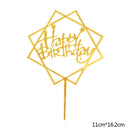 Happy Birthday Cake Topper Acryl Gold Silber Cake Flag Cupcake Topper für Jungen Mädchen Geburtstagsfeier Dekorationen Hochzeit Zubehör