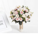 Meldel New Purple White Wedding Bouquet Handmade Artificial Flower Rose Buque Casamento Brautstrauß für Hochzeitsdekorationen