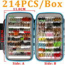 32/50/214PCS Fly Fishing Lure Dry Wet Flies Nymph Streamer Artificial Pesca Bait Lure Carp Trout Pesca Fishing Tackle Fly Box
